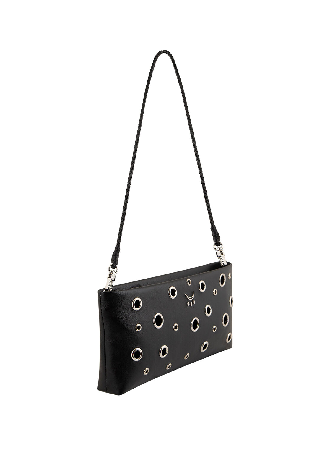 Qimu Hera Studded Siyah Deri Kadın Omuz Çantası