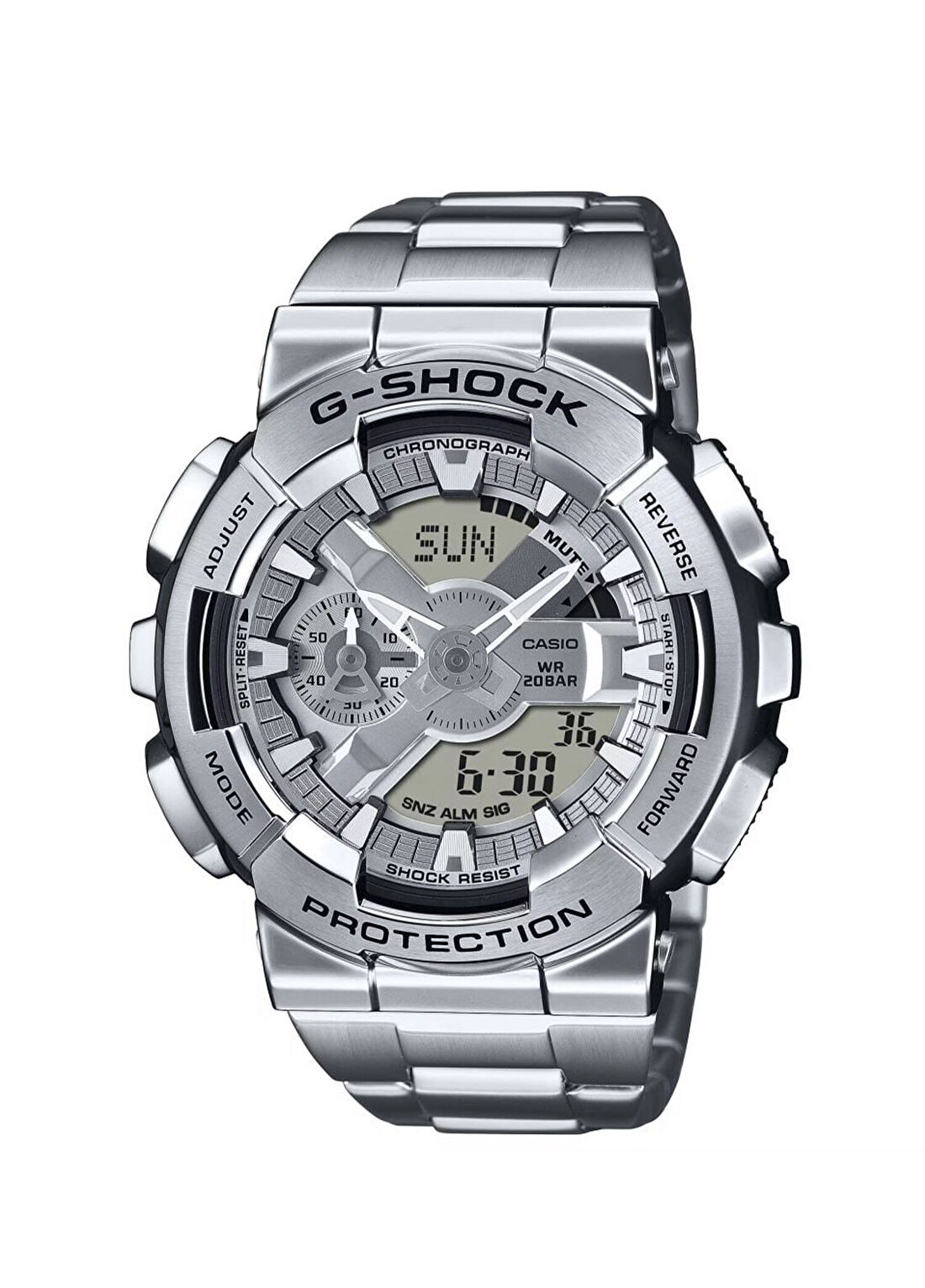Casio G-Steel GM-110D-8ADR Gri Çelik Silikon Erkek Kol Saati