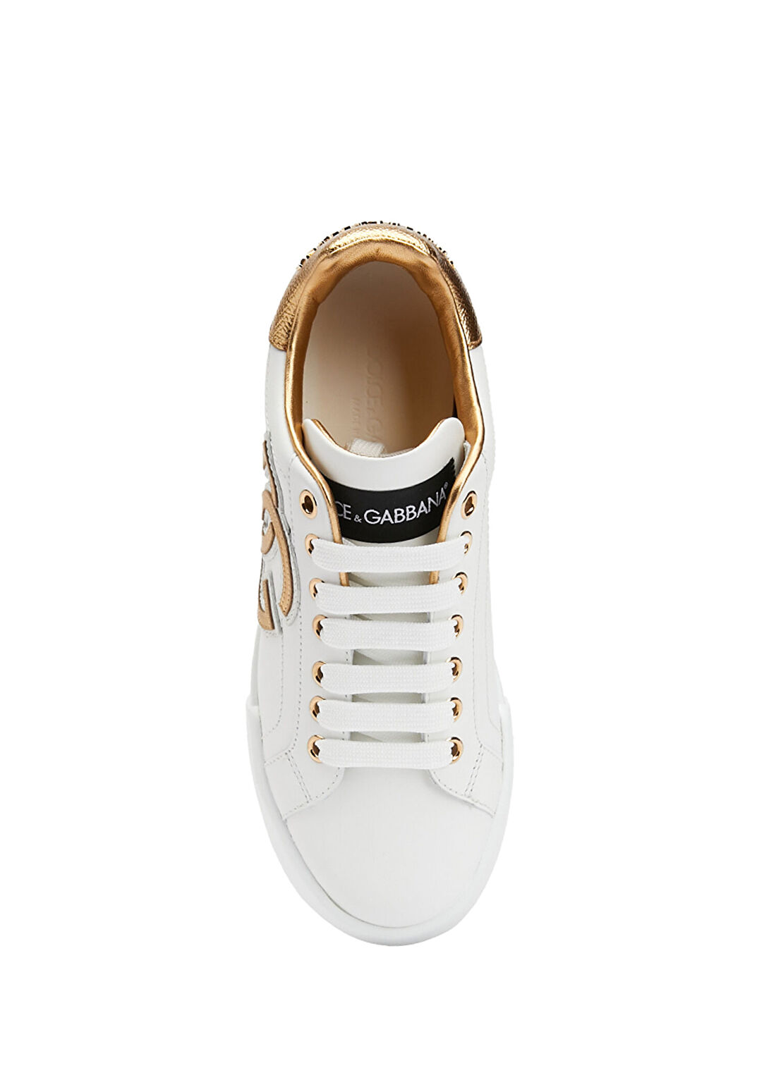 Dolce&Gabbana Portofino Beyaz Gold Kadın Deri Sneaker görsel 4