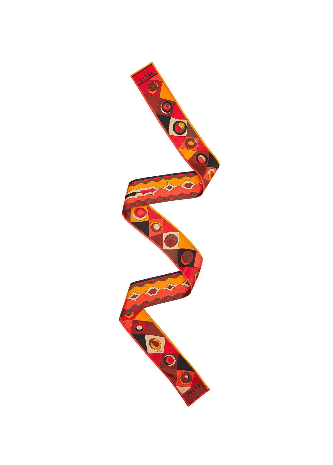 Pucci Turuncu Siyah Desenli Kadın İpek Bandana