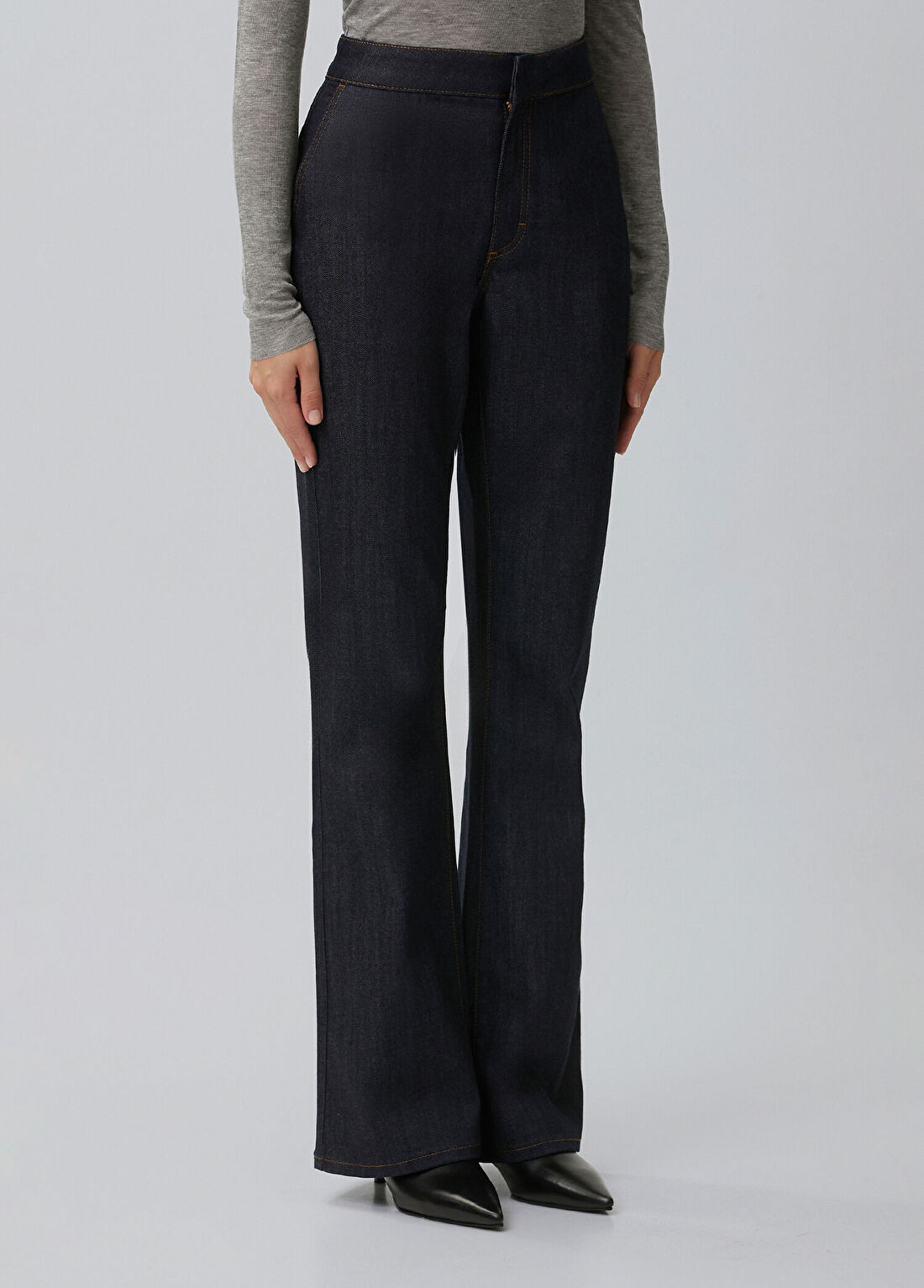 Network Koyu Indigo Mavi Flare Denim Pantolon görsel 3