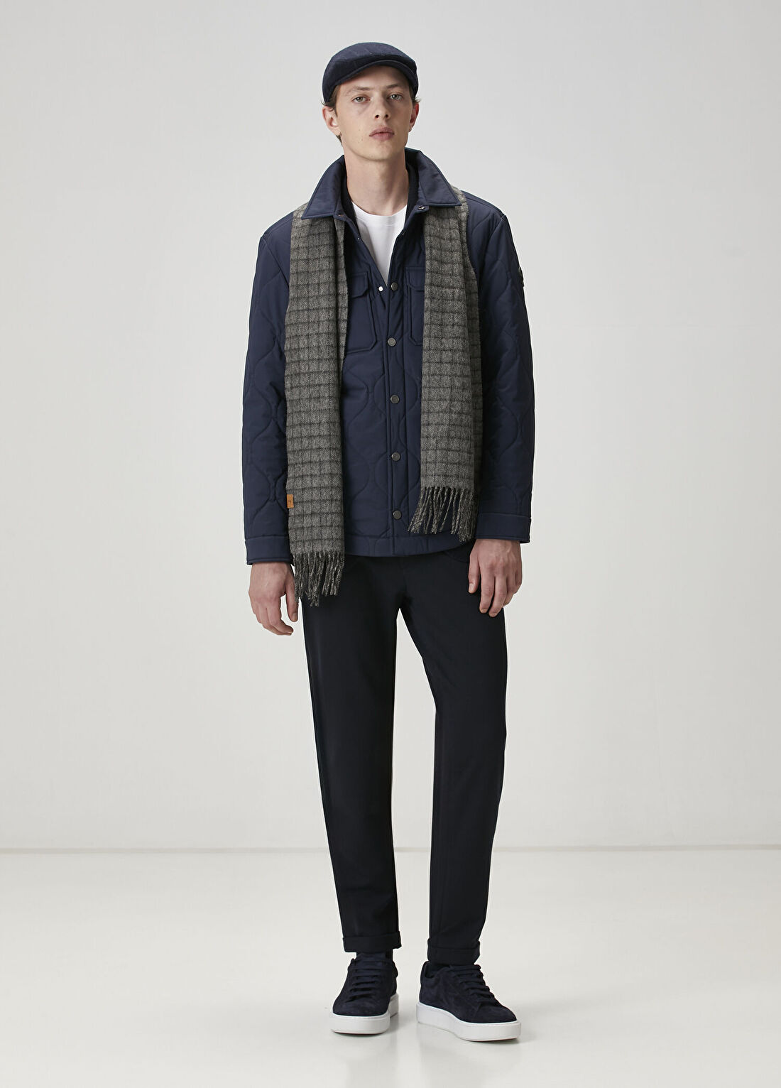 Beymen Club Lacivert Diyagonal Desenli Chino Pantolon