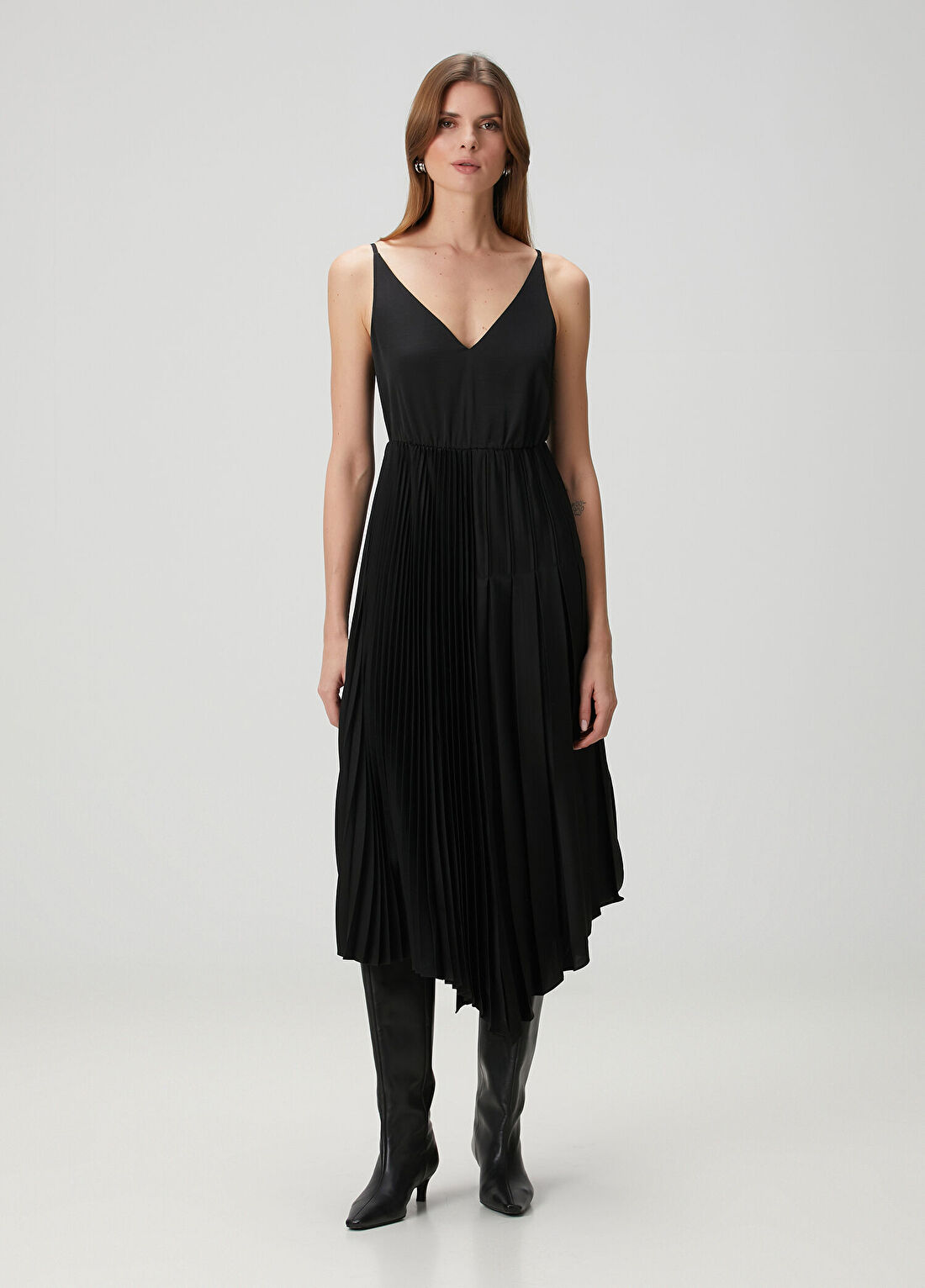 AllSaints Jay 2-in-1 Siyah Maksi Elbise görsel 4