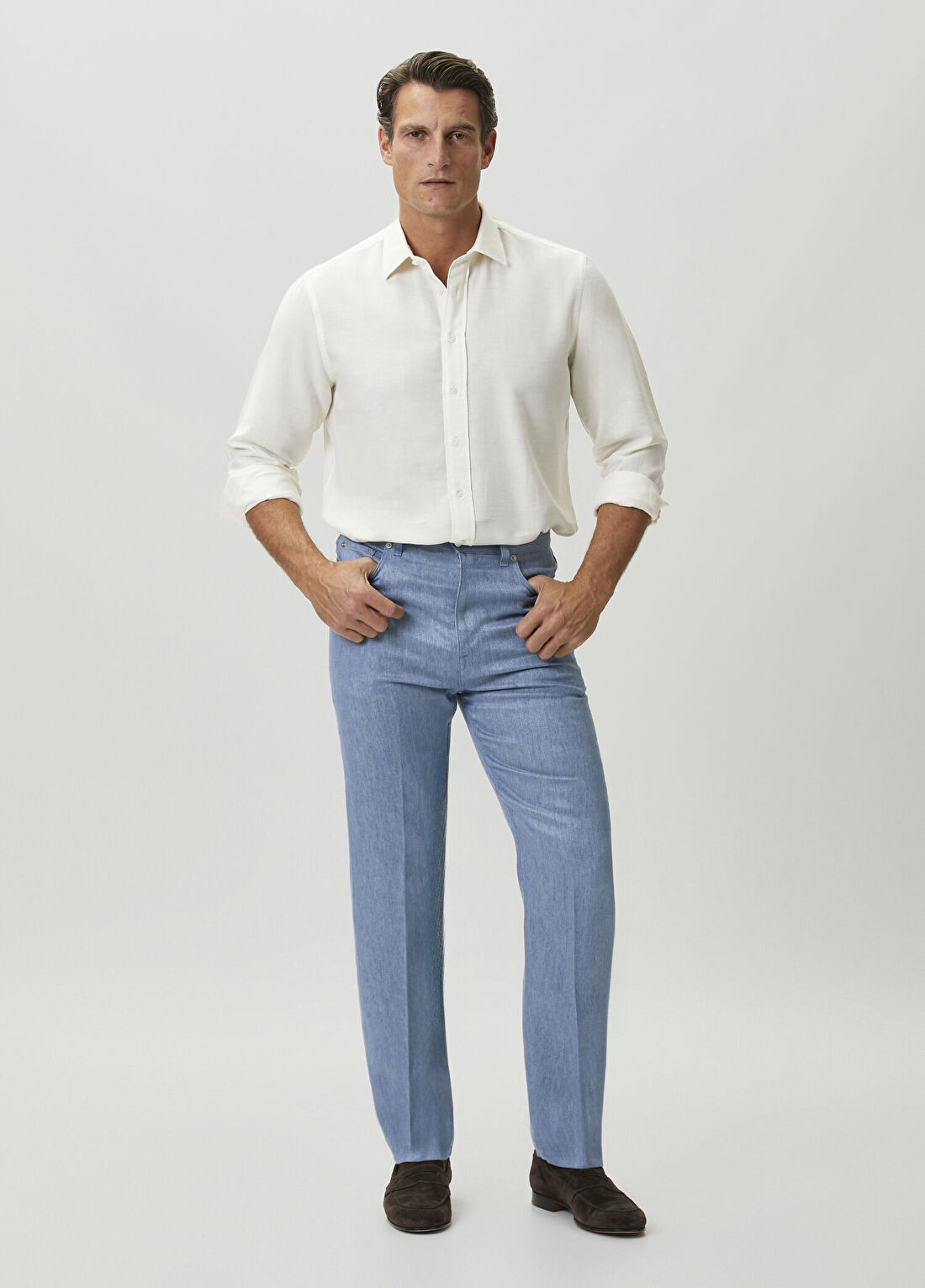 Dunhill Mavi Keten Pantolon