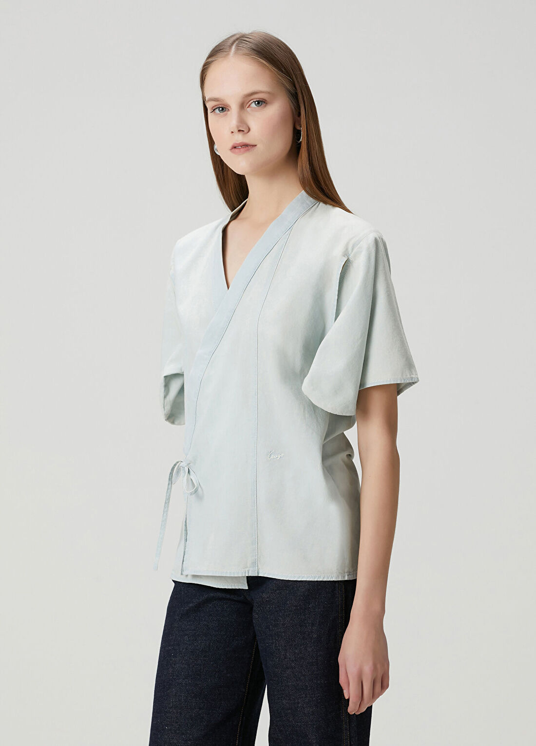 Kenzo Loose Açık Mavi Kimono Gömlek