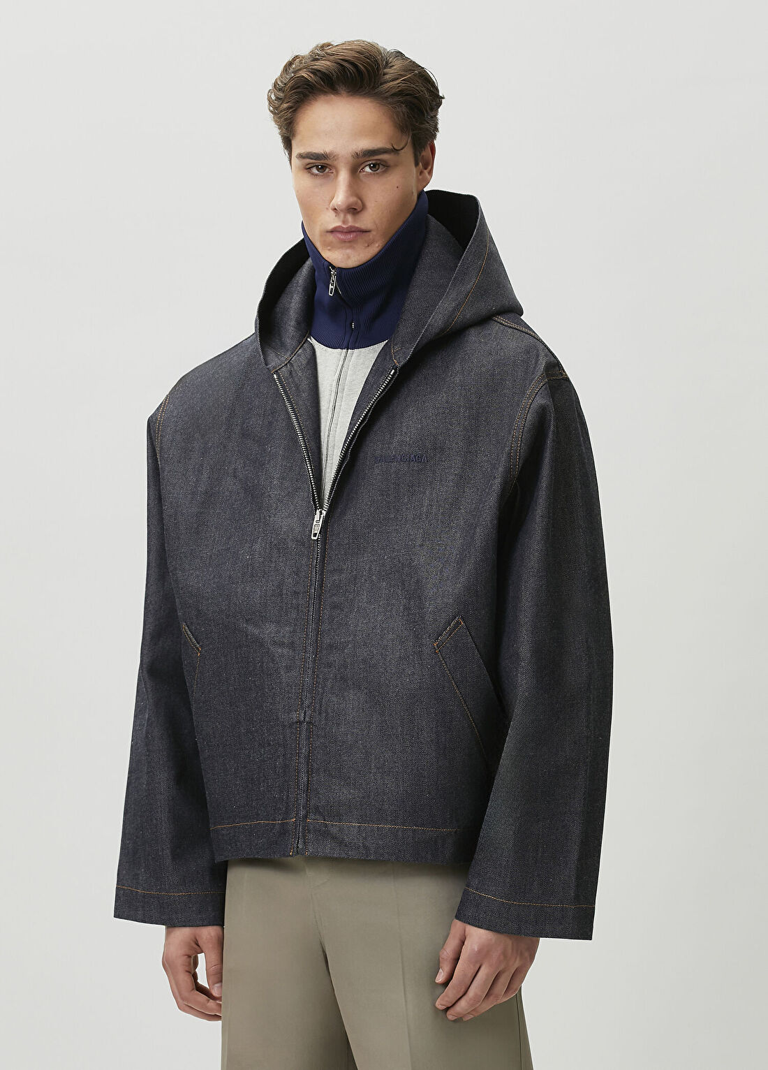 Balenciaga Gri Kapüşonlu Denim Ceket görsel 3