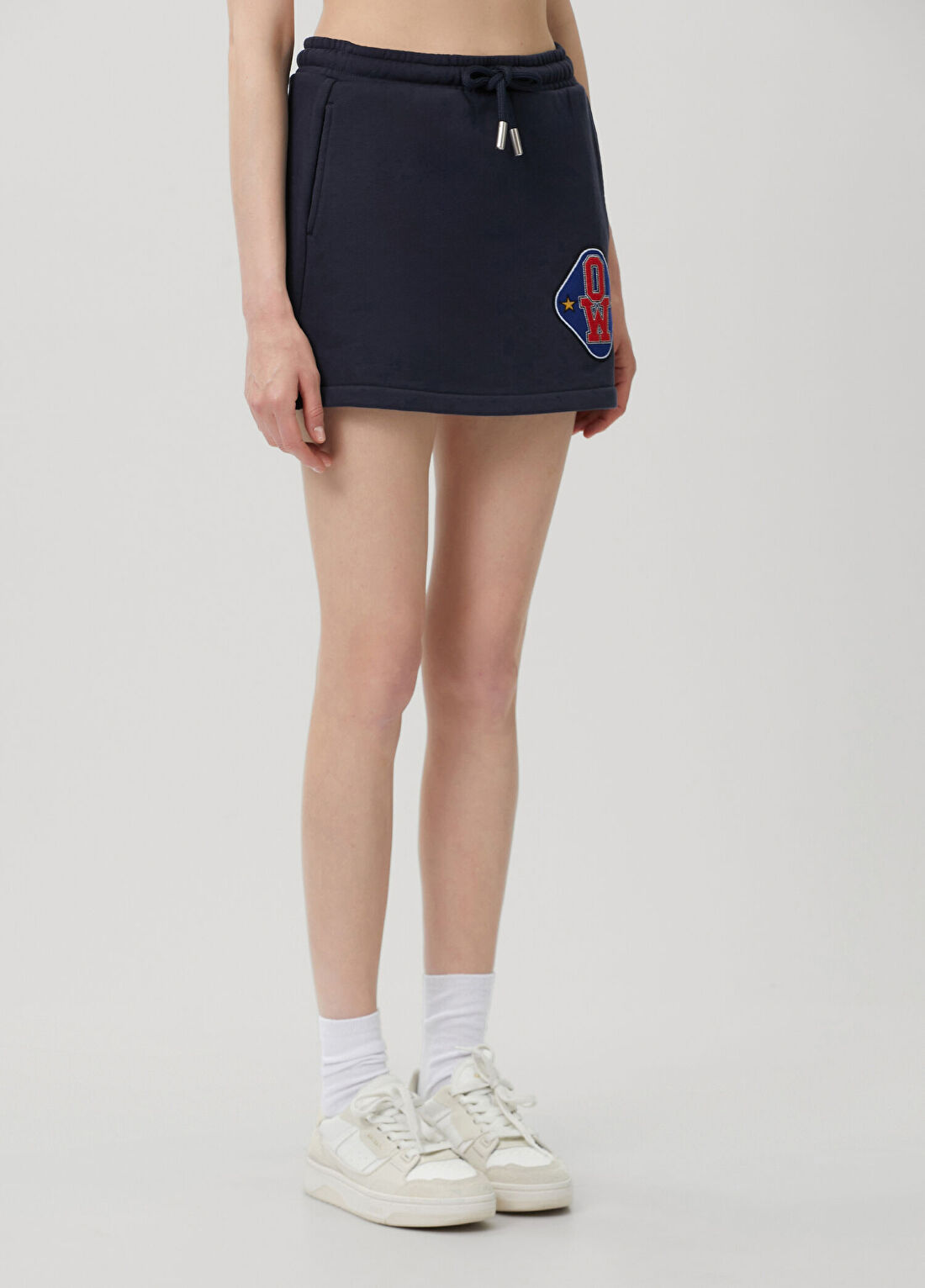 Off-White Lacivert Logolu Mini Etek görsel 3