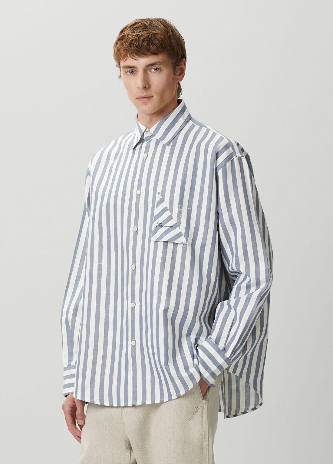 Jacquemus Mavi Beyaz Çizgi Desenli Gömlek