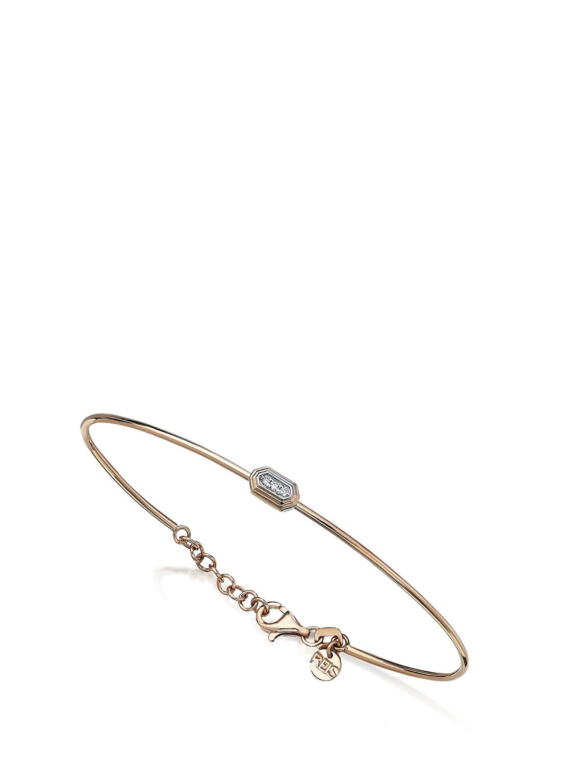 Reis Kuyumculuk Hexa Side Bangle Rose Gold 14 Ayar Altın Kadın Pırlanta Bileklik