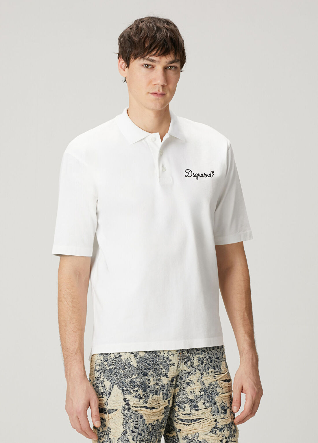 Dsquared2 Beyaz Polo Yaka T-shirt