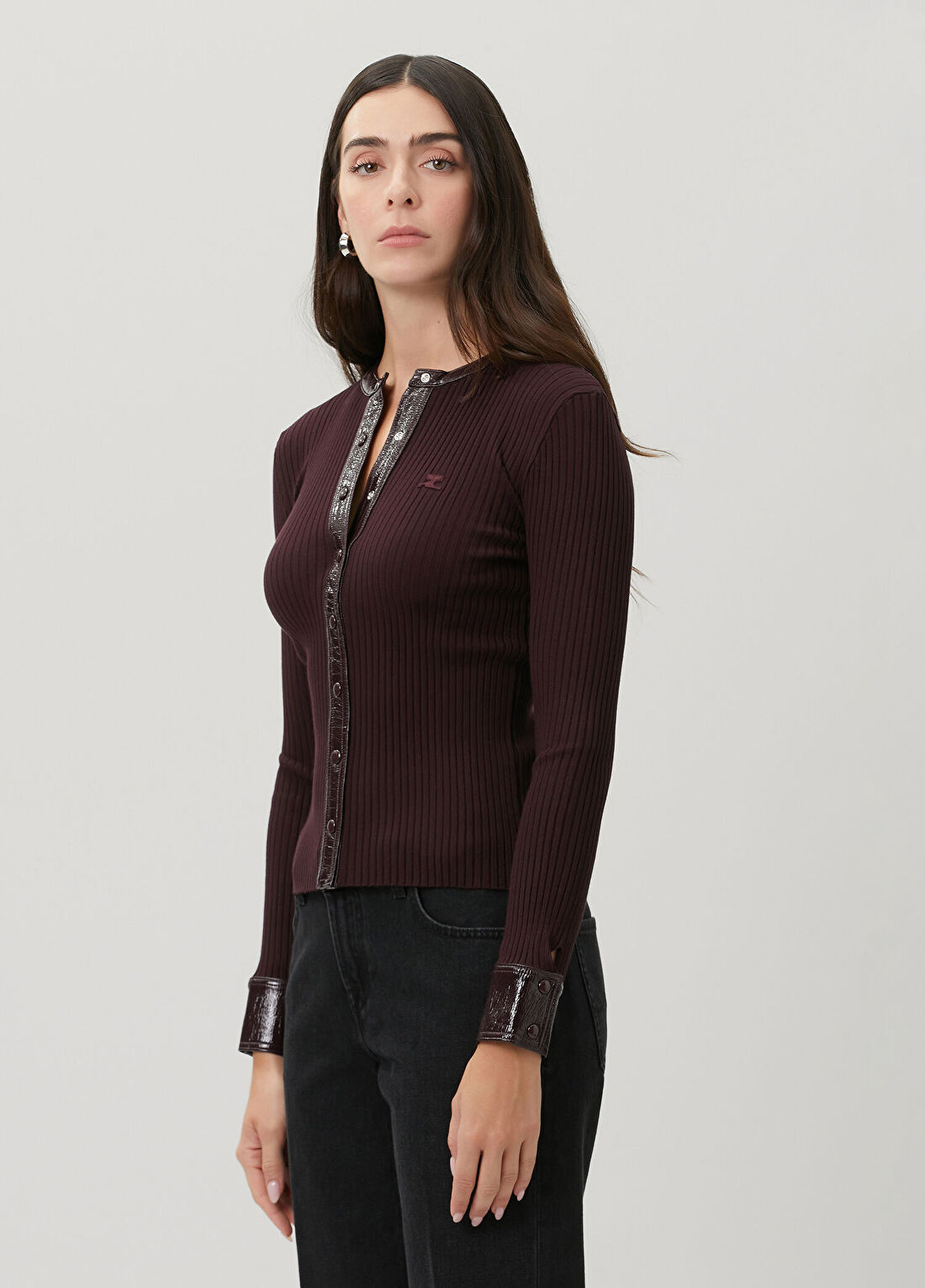 Courreges Bordo Ribli Hırka görsel 4