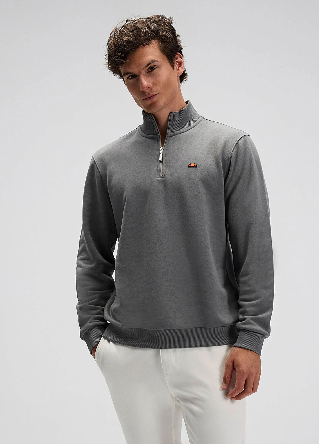 Ellesse Antrasit Yarım Fermuarlı Erkek Sweatshirt EM580-ANT