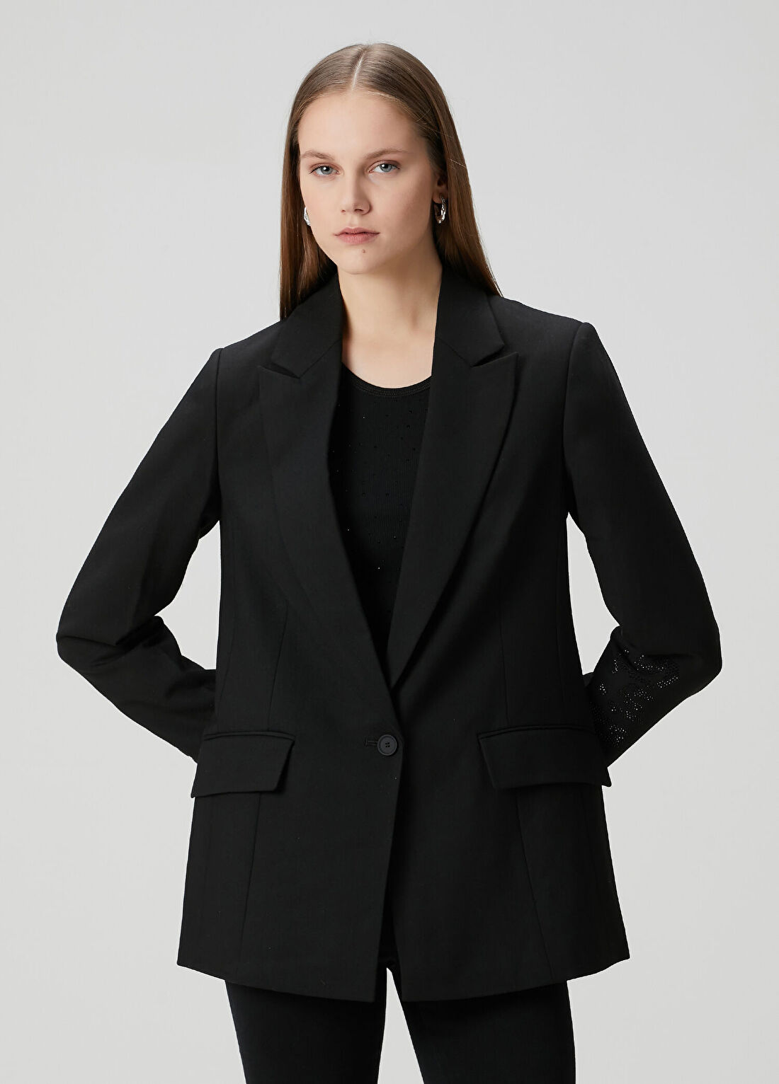 AllSaints Ottie Relaxed Skull Siyah Yün Blazer