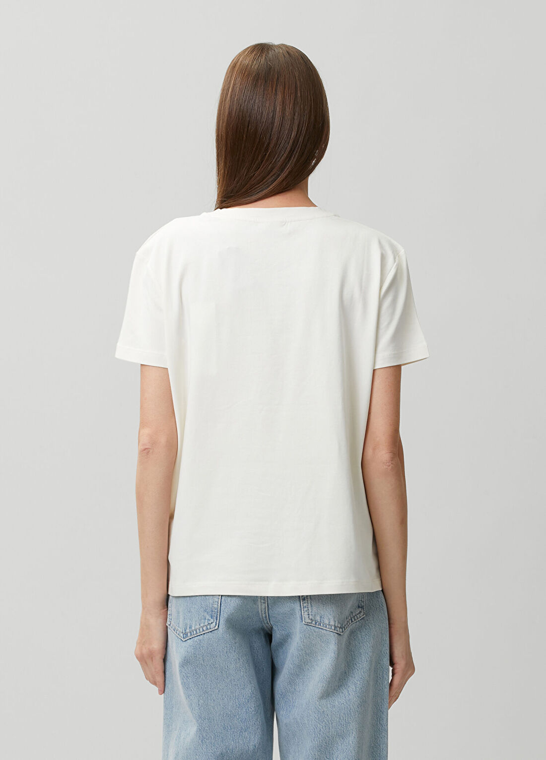 Guess Syrma Regular Fit Ekru T-shirt görsel 4