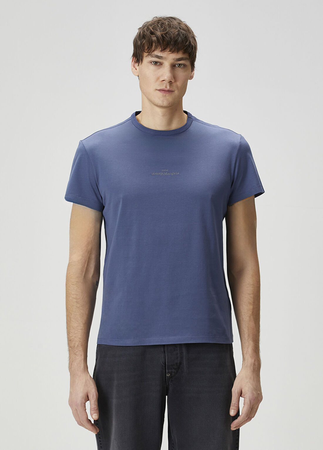 Maison Margiela Mavi Logo Nakışlı T-shirt