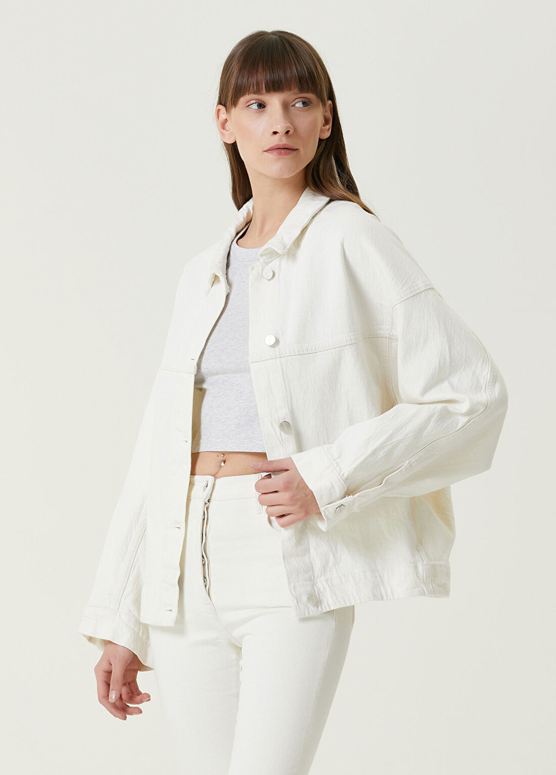 Dare London London Beyaz Kadın Jean Ceket görsel 2