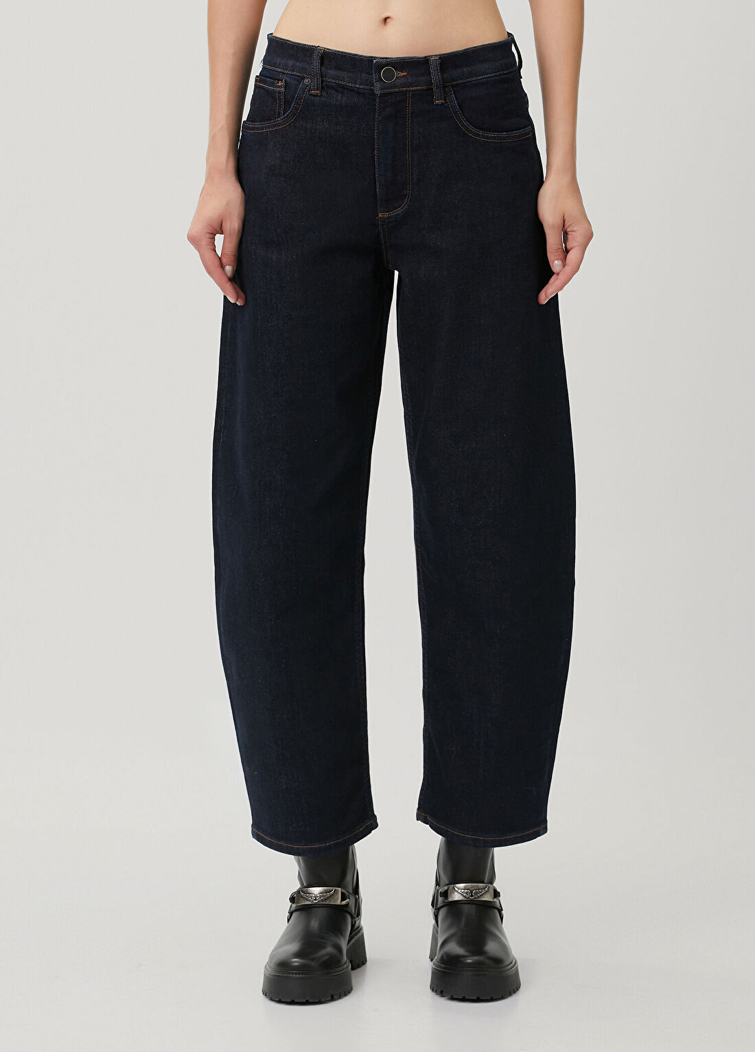 AllSaints Sadie Barrel Lacivert Jean Pantolon görsel 2