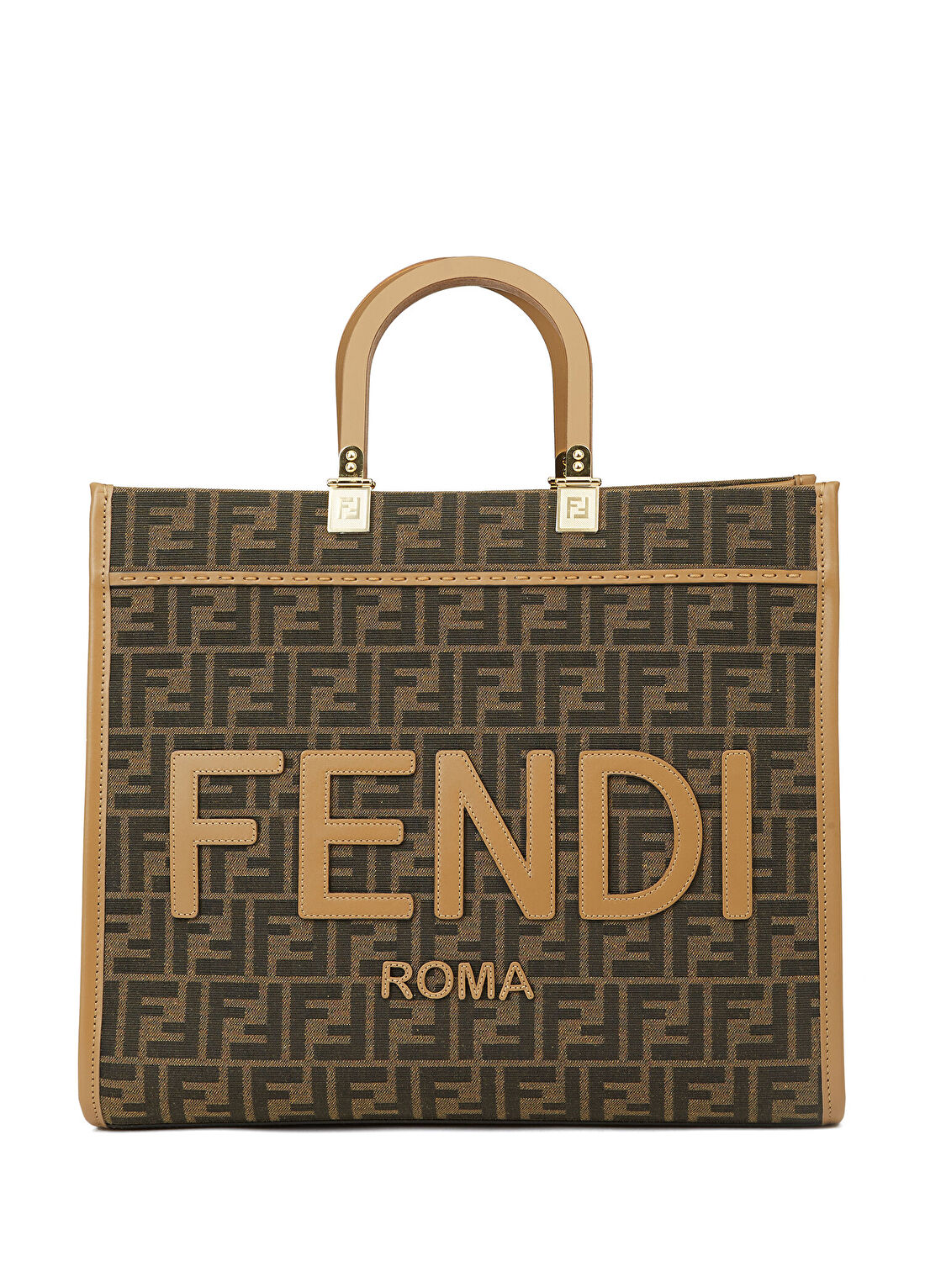 Fendi Kahverengi Logo Desenli Kadın Çanta
