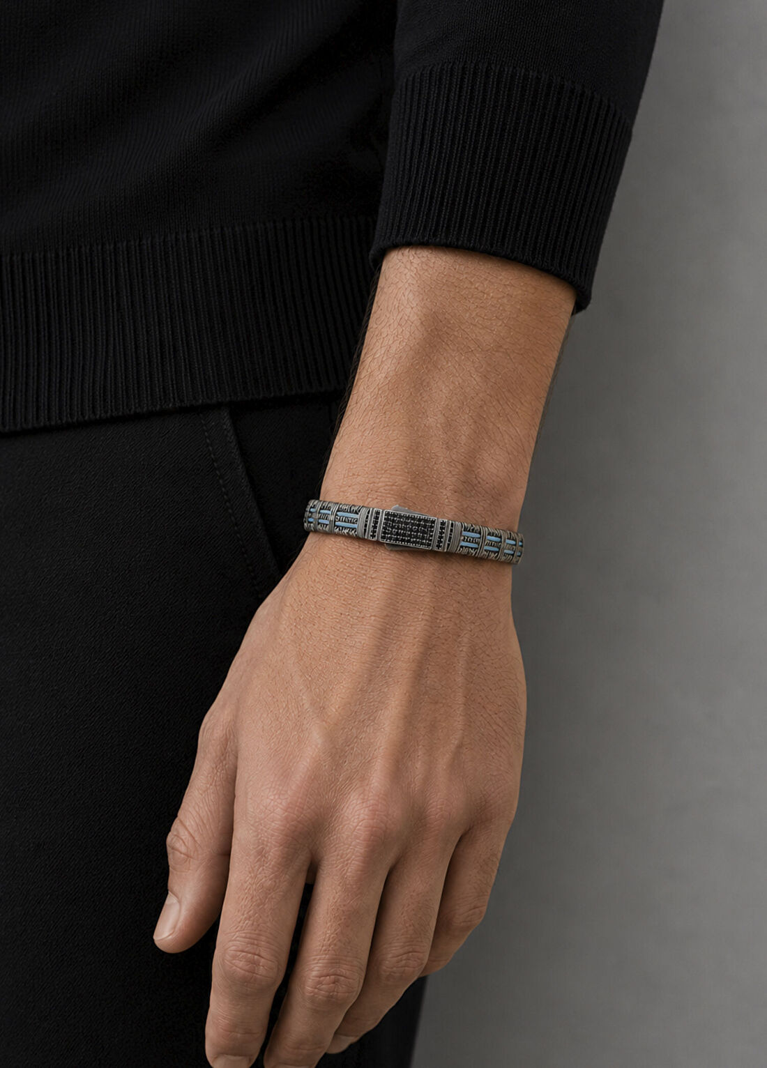 Orena Jewelry Lazur 925 Ayar Gümüş Rodaj Kaplama Erkek Bileklik görsel 2