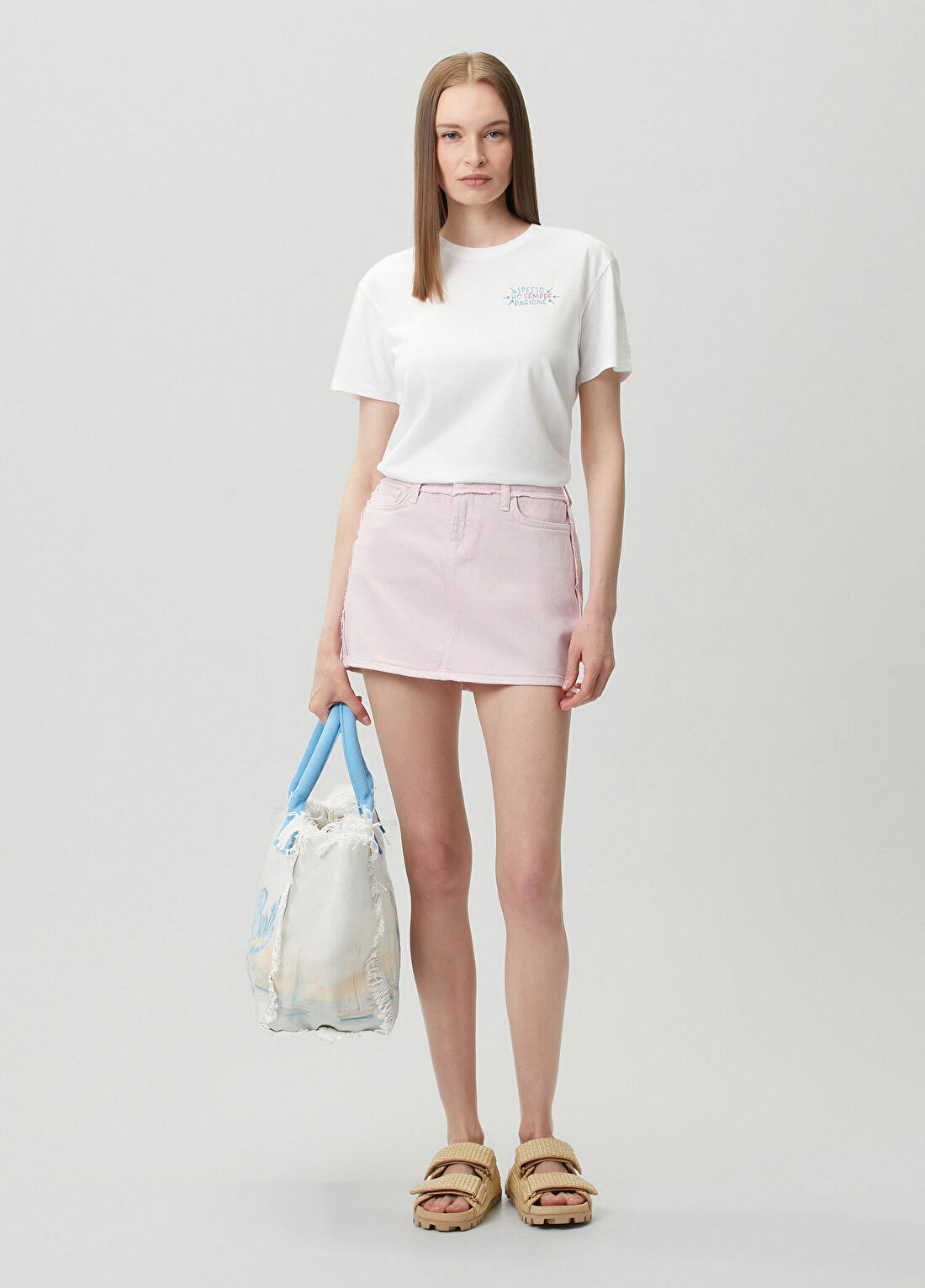 MC2 (Saint Barth) Emilie Beyaz Nakışlı T-shirt görsel 2