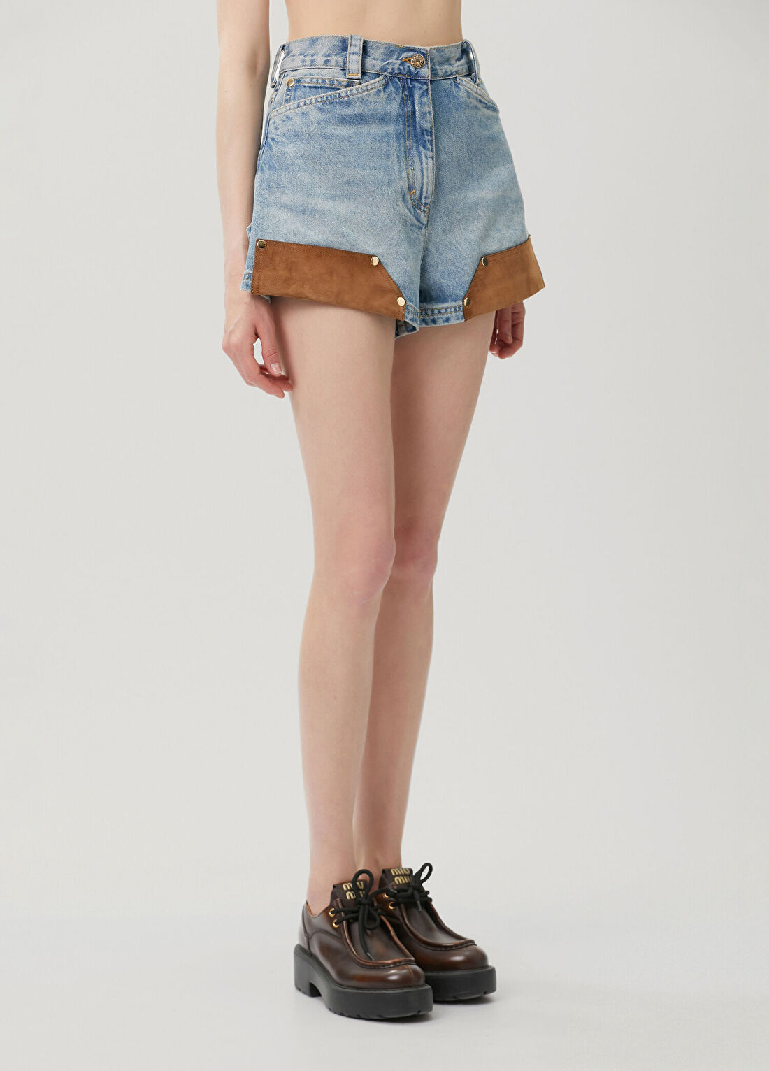 Sandro Canyon Mavi Süet Garnili Denim Şort görsel 3