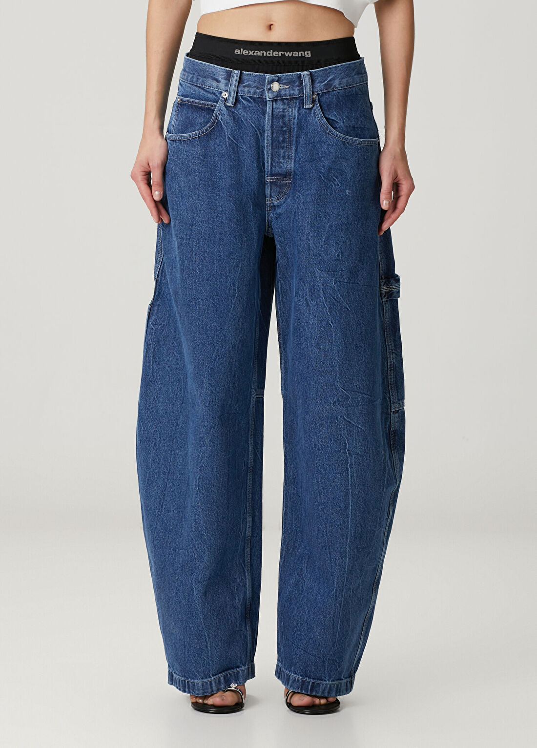 T by Alexander Wang Oversized Mavi Jean Pantolon görsel 2