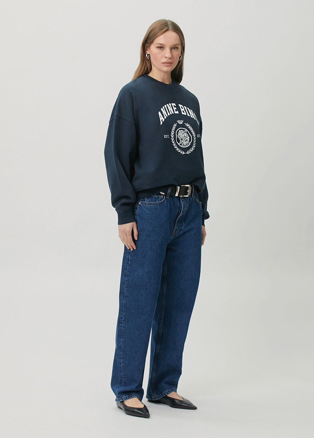 Anine Bing Miles Lacivert Logolu Sweatshirt görsel 2