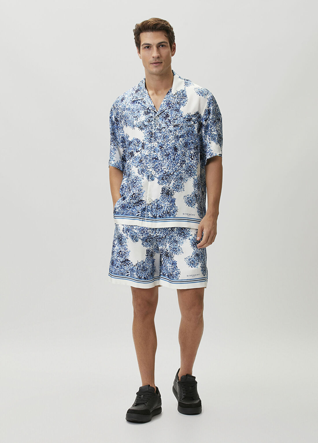 Givenchy Couture Seam Mavi Beyaz İpek Şort