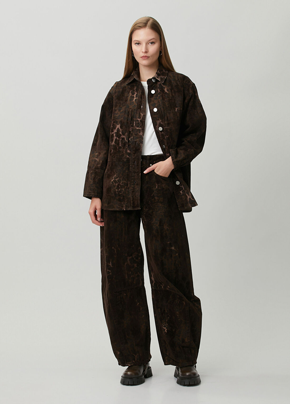 AllSaints Jett Leopar Flok Dokulu Jean Pantolon
