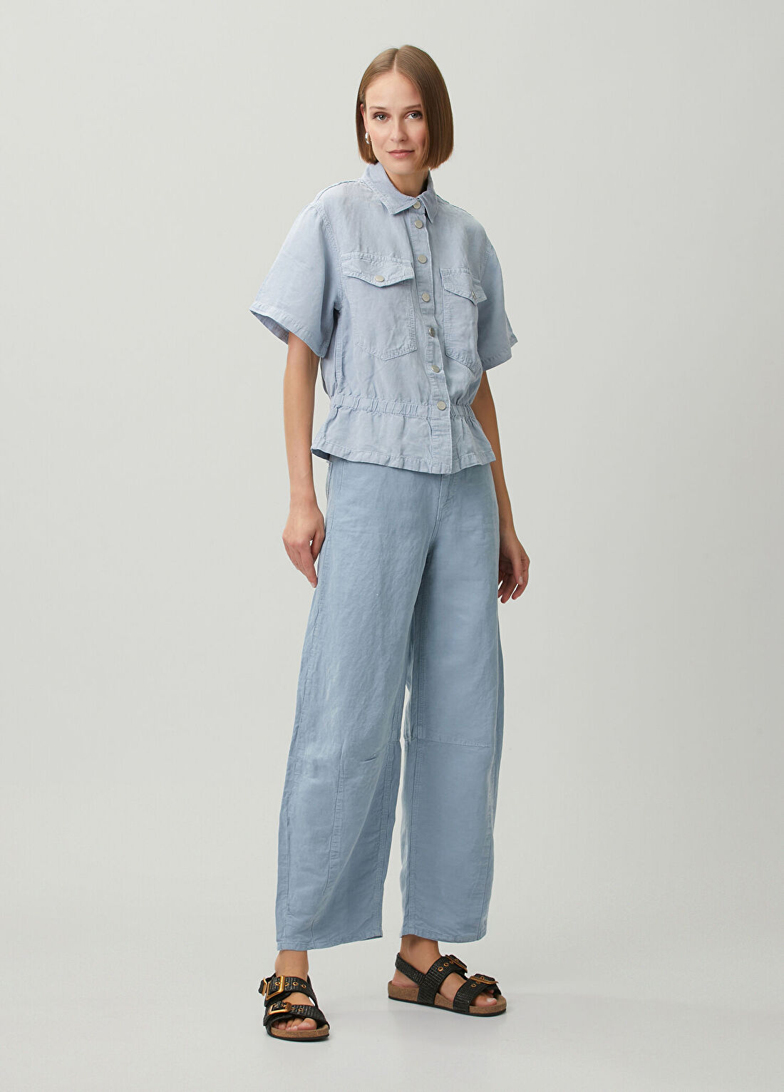 AllSaints Tove Açık Mavi Gömlek görsel 2