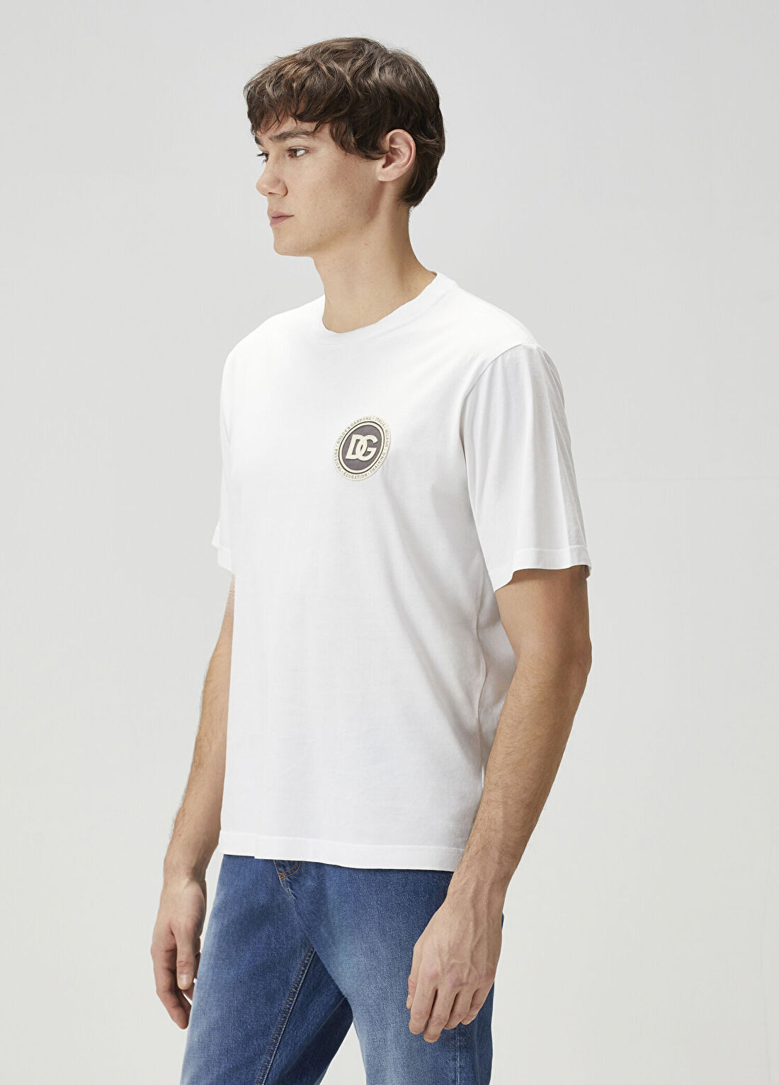 Dolce&Gabbana Beyaz Logo Patchli T-shirt görsel 3