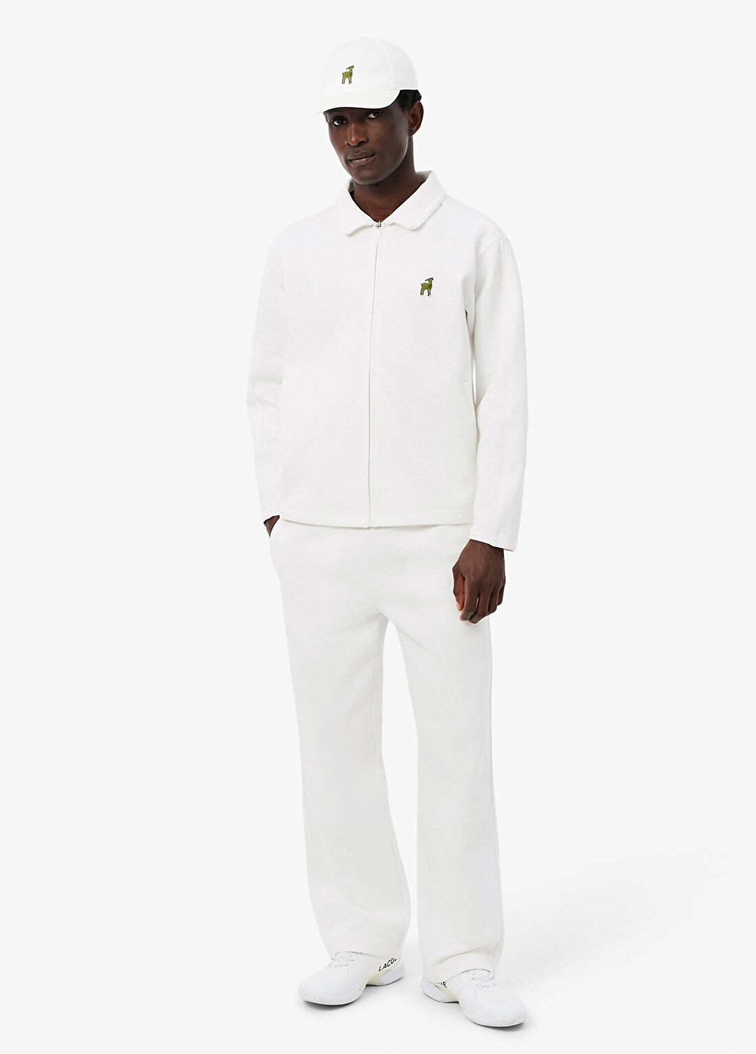 Lacoste x Novak Djokovic The Goat Beyaz Regular Fit Fermuarlı Erkek Sweatshirt görsel 4