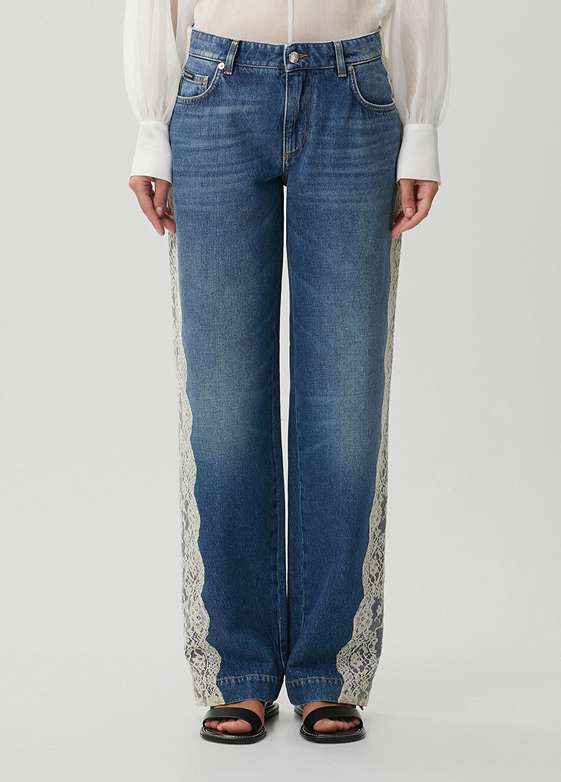 Dolce&Gabbana RE Edition 2000 Dantelli Jean Pantolon görsel 2