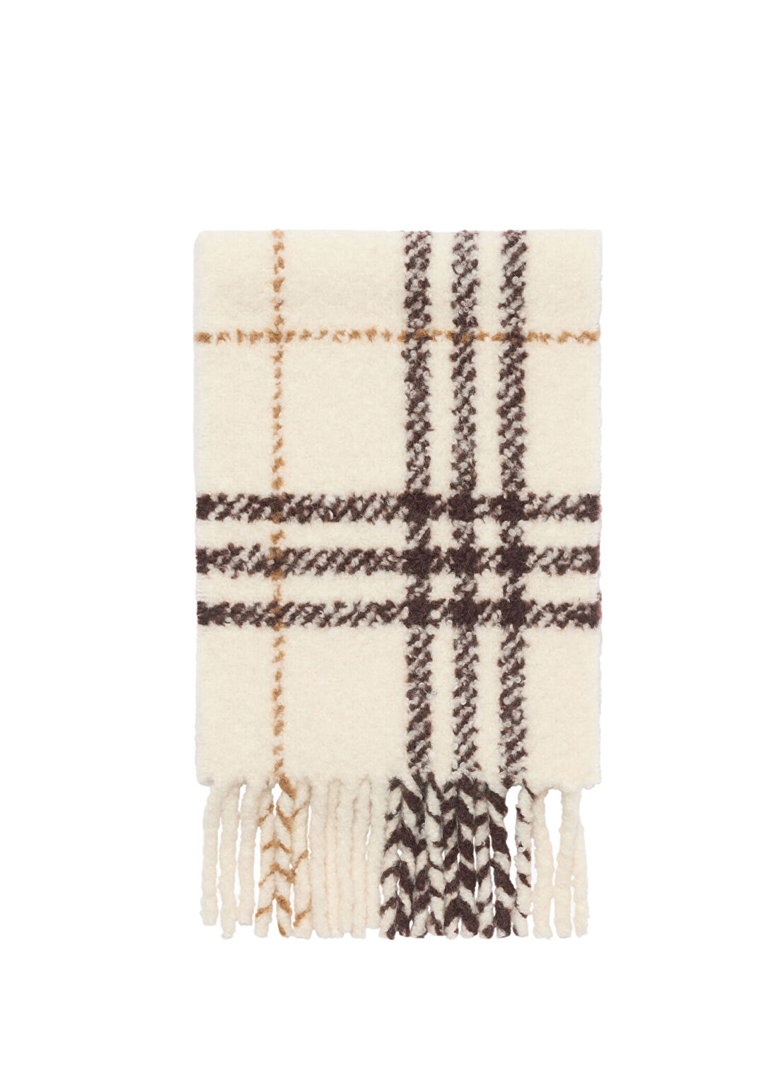 Burberry Check Boucle Beyaz Kadın Yün Atkı