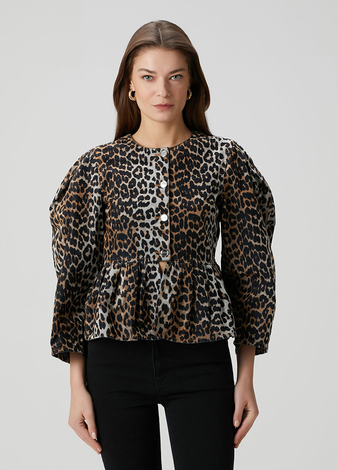 Ganni Leopar Desenli Bluz