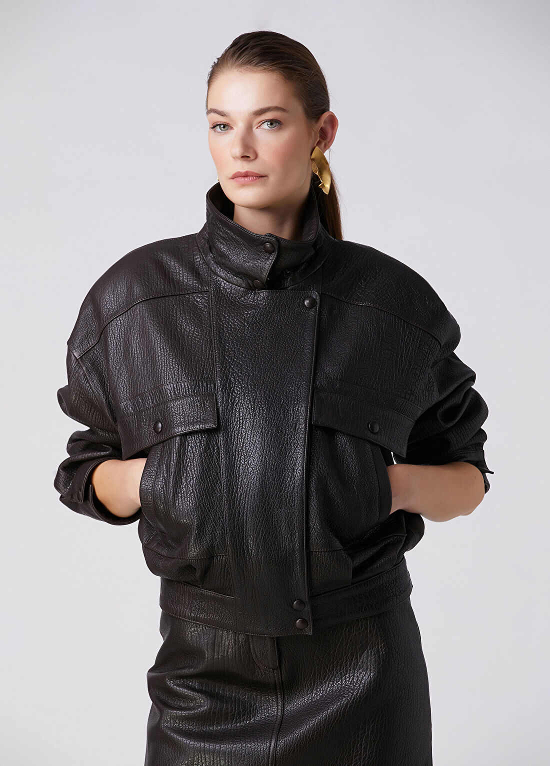 Beymen Collection Kahverengi Deri Bomber Mont