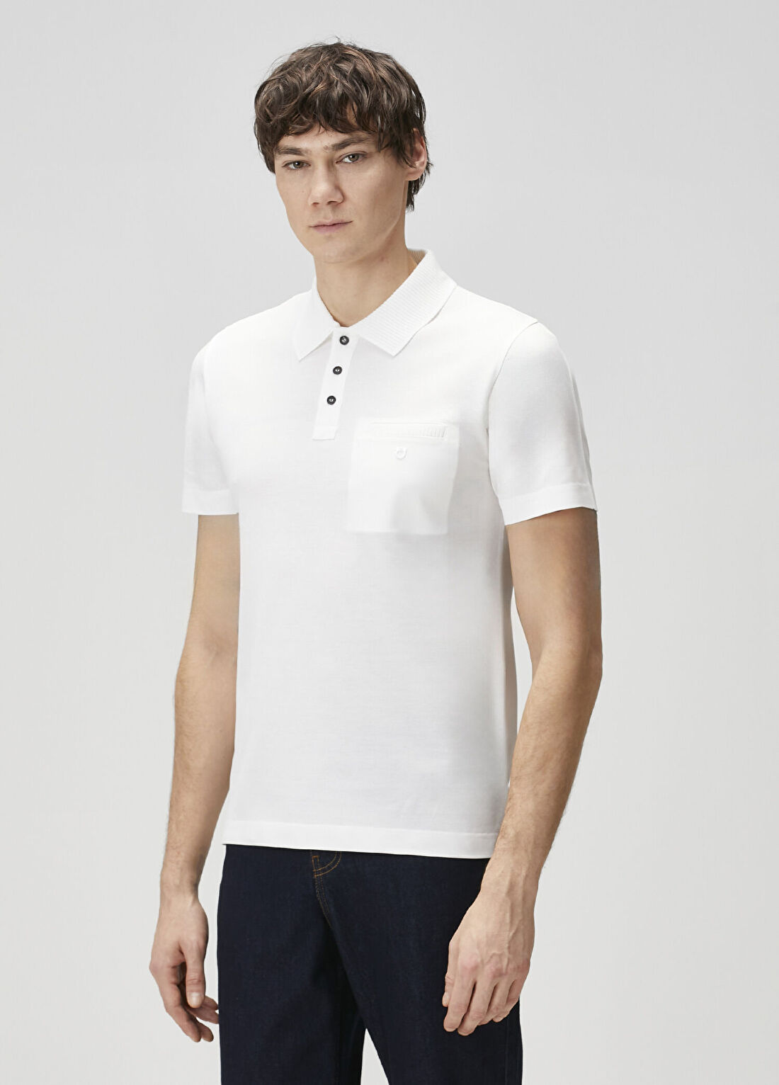 Ferragamo Beyaz Polo Yaka T-shirt görsel 3