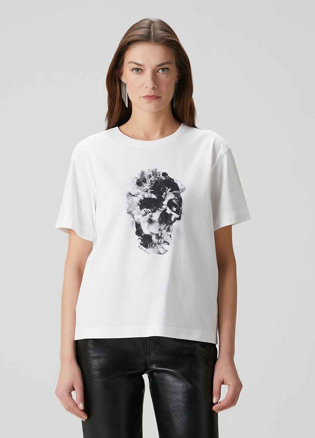 McQueen Beyaz Baskılı T-shirt görsel 3
