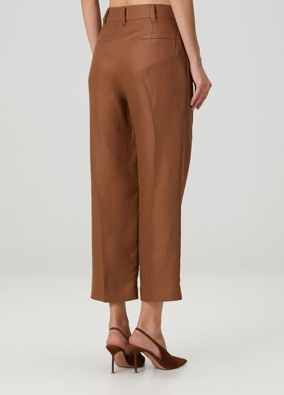 Brunello Cucinelli Taba Keten Pantolon görsel 4