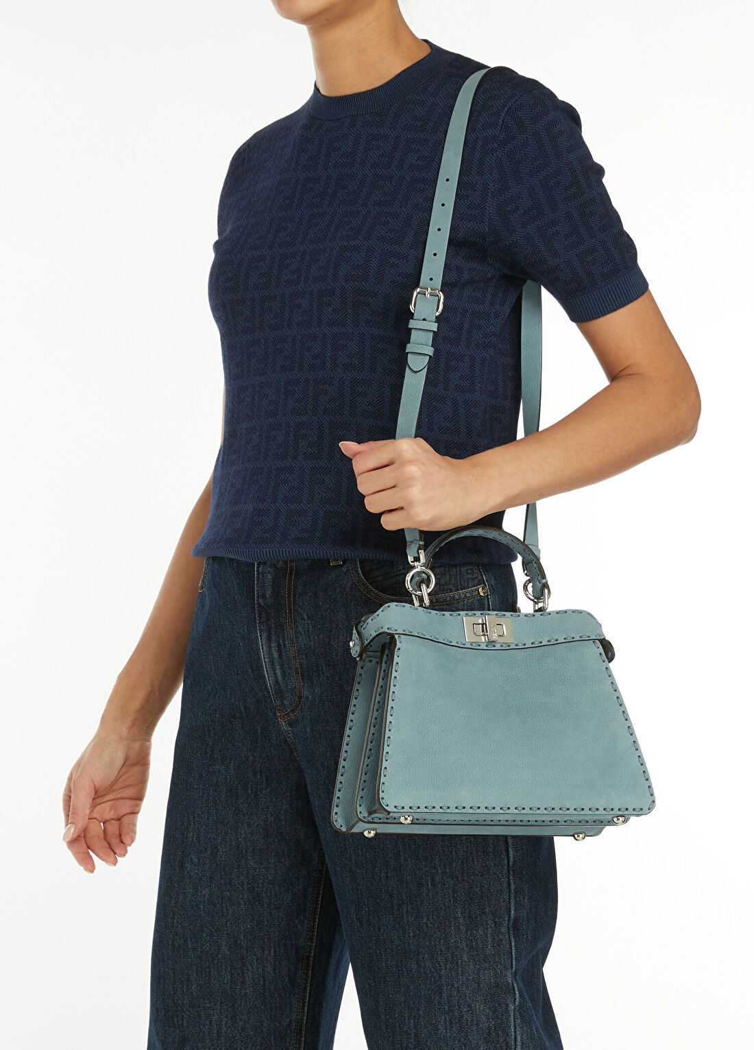 Fendi Peekaboo ISeeU Small Mavi Kadın Deri Çanta görsel 2