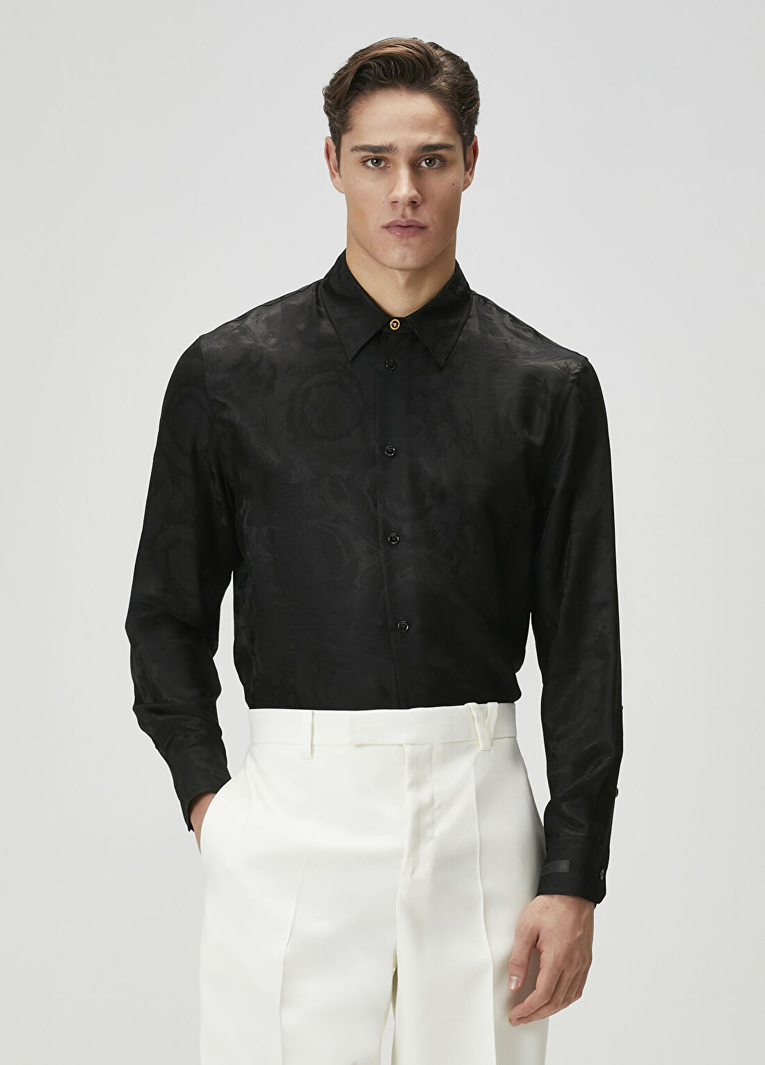 Versace Siyah Barok Desenli Gömlek