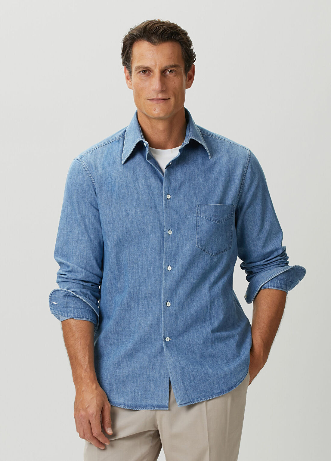Brunello Cucinelli Mavi Denim Gömlek