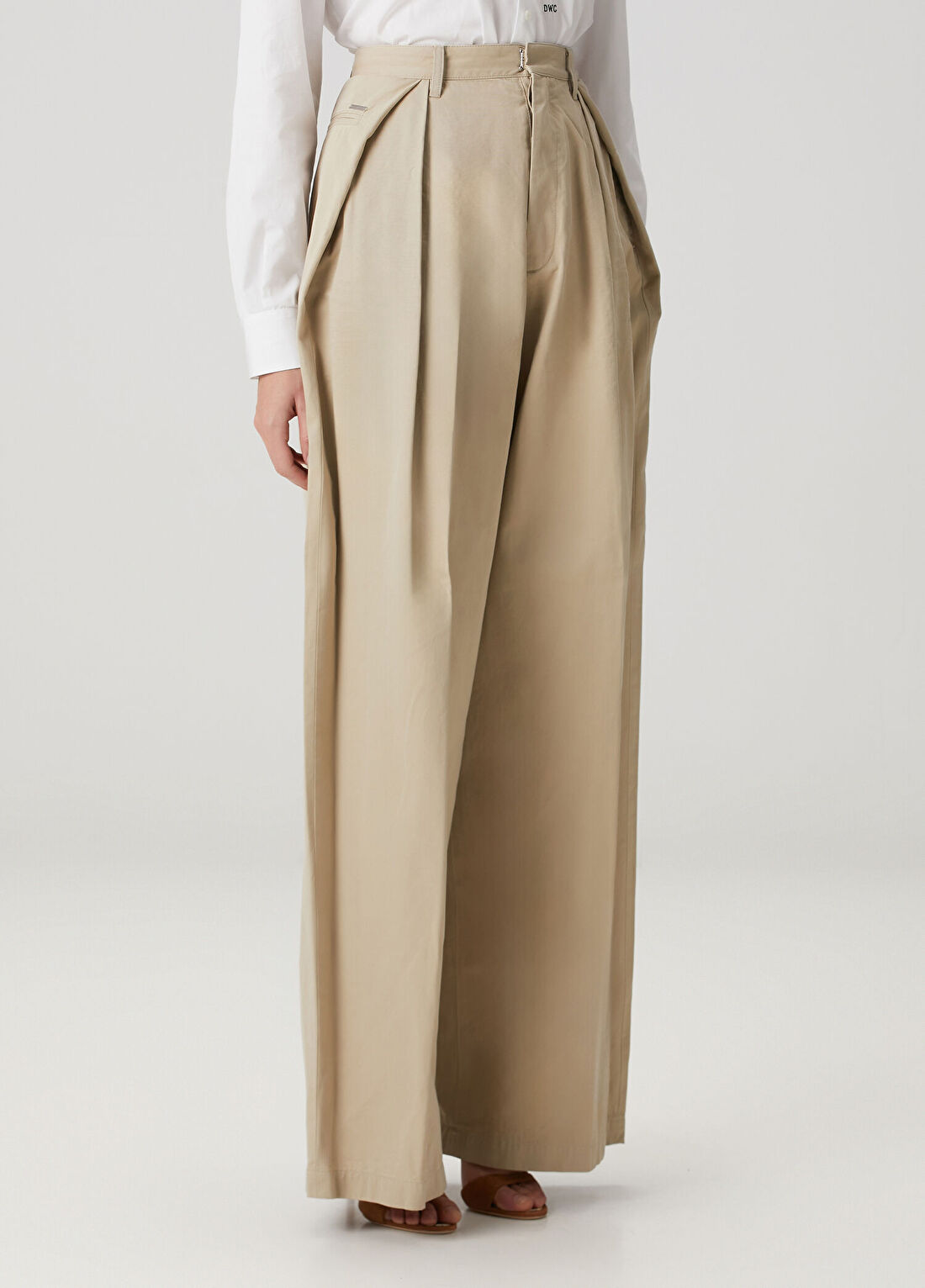 Dsquared2 Bej Pileli Palazzo Pantolon görsel 3