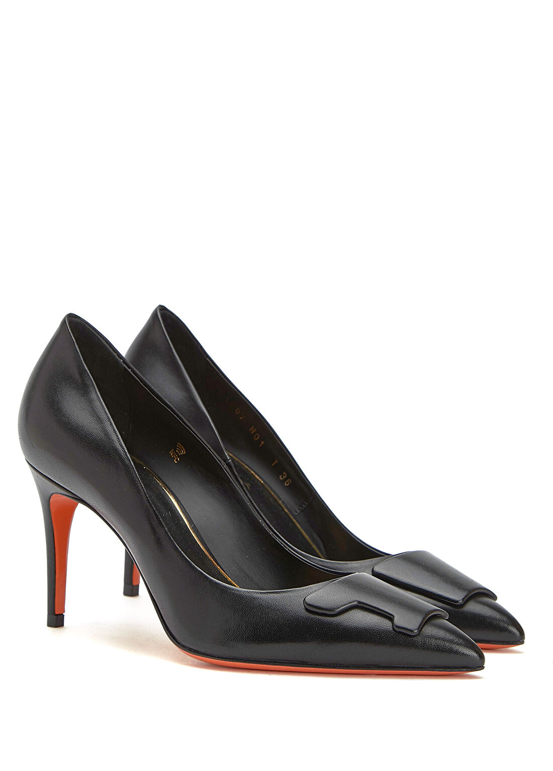 Santoni Siyah Deri Stiletto görsel 2