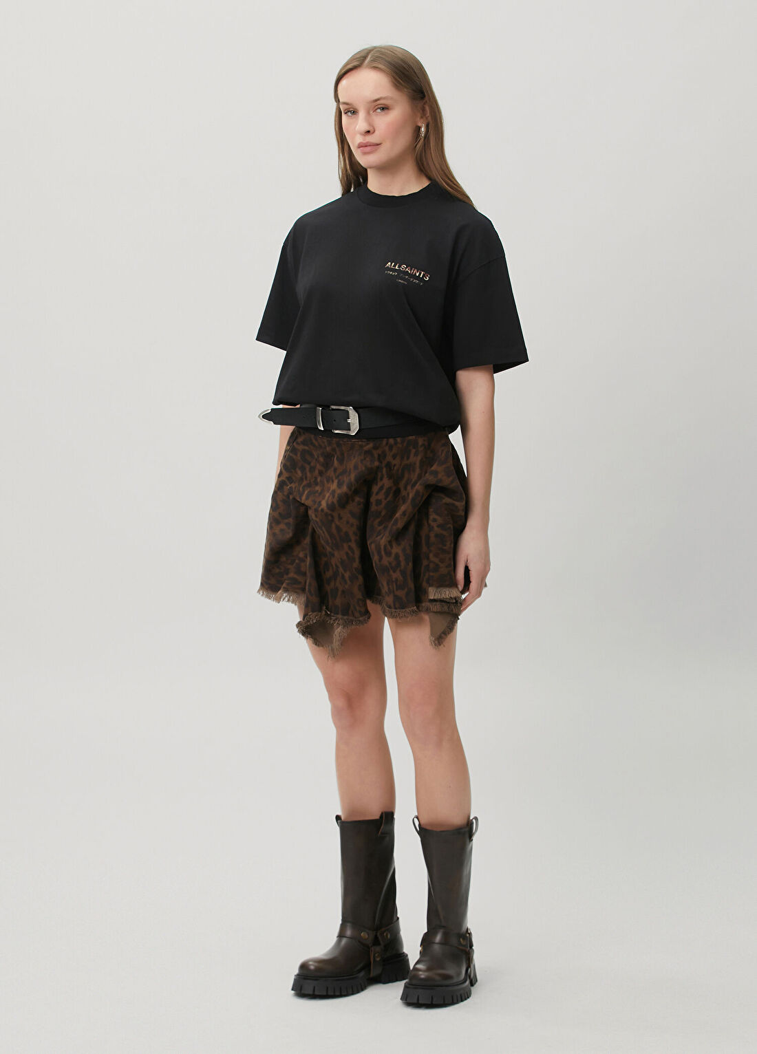 AllSaints Underground Etta Siyah T-shirt görsel 2