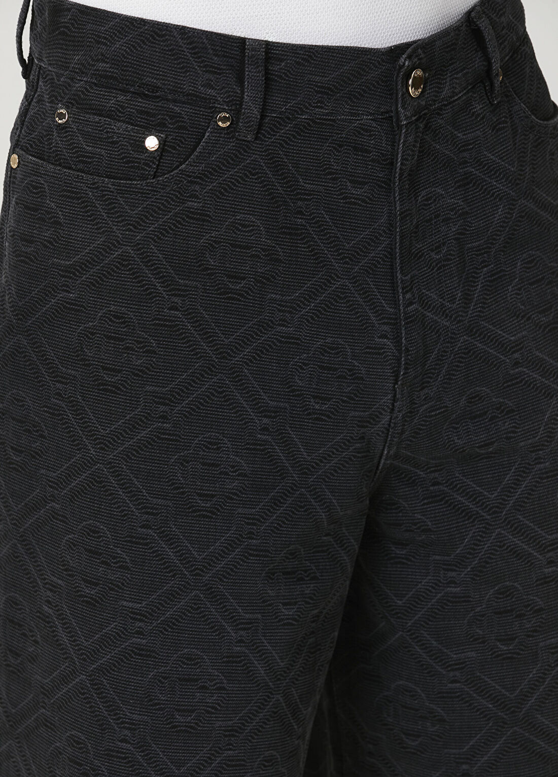 Casablanca Laser Monogram Siyah Jakarlı Denim Bermuda görsel 4