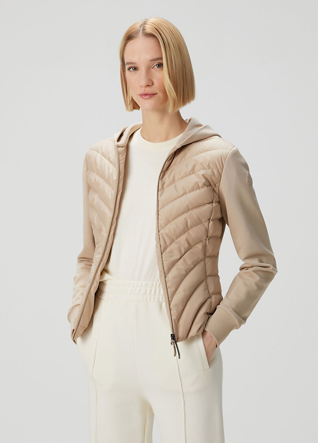 Moncler Bej Kapüşonlu Ceket