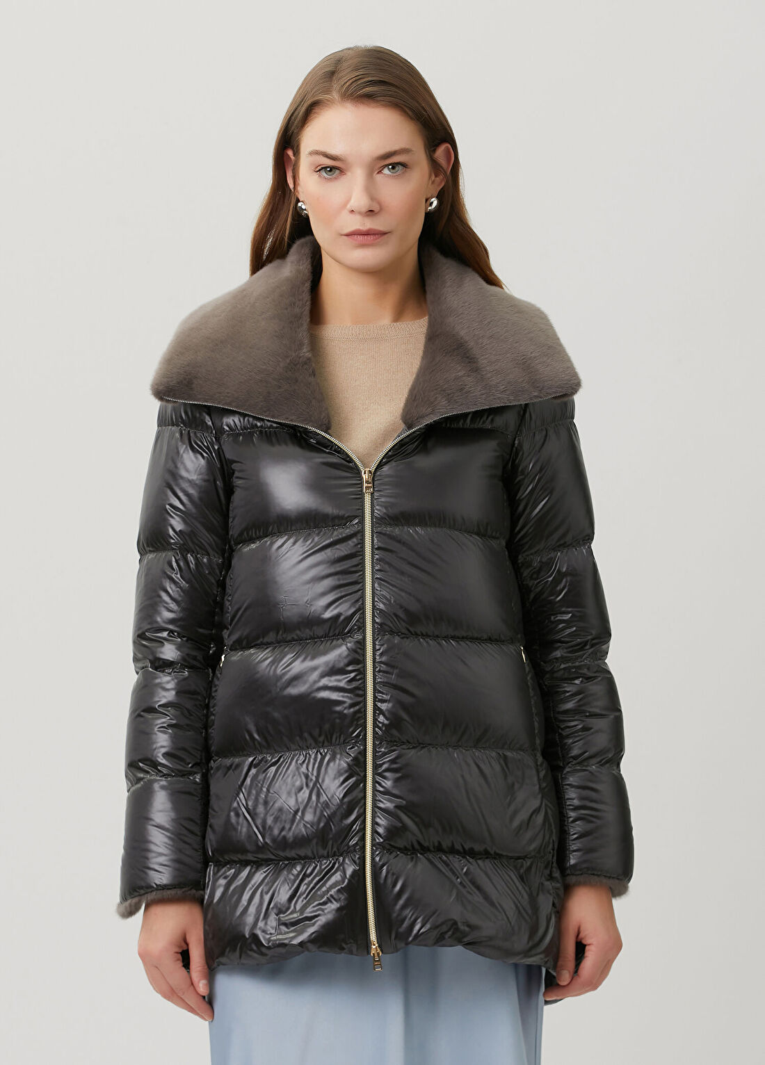 Herno Koyu Gri Puffer Mont görsel 3