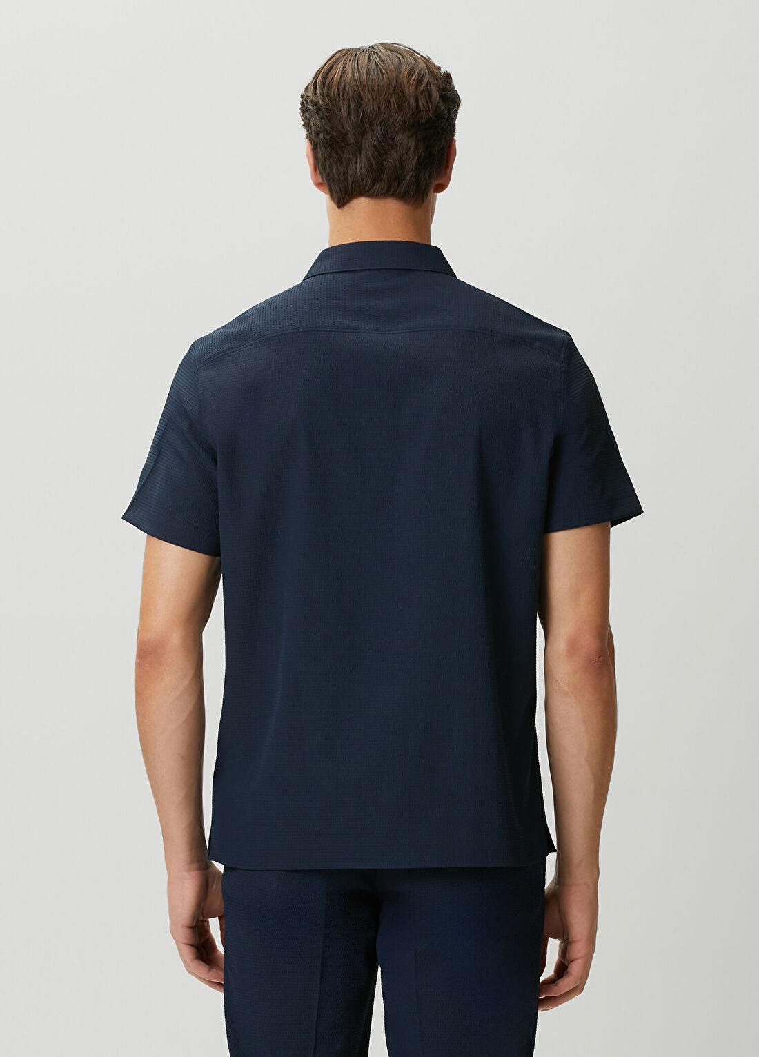 Calvin Klein Mavi Gofreli Kısa Kollu Gömlek görsel 4