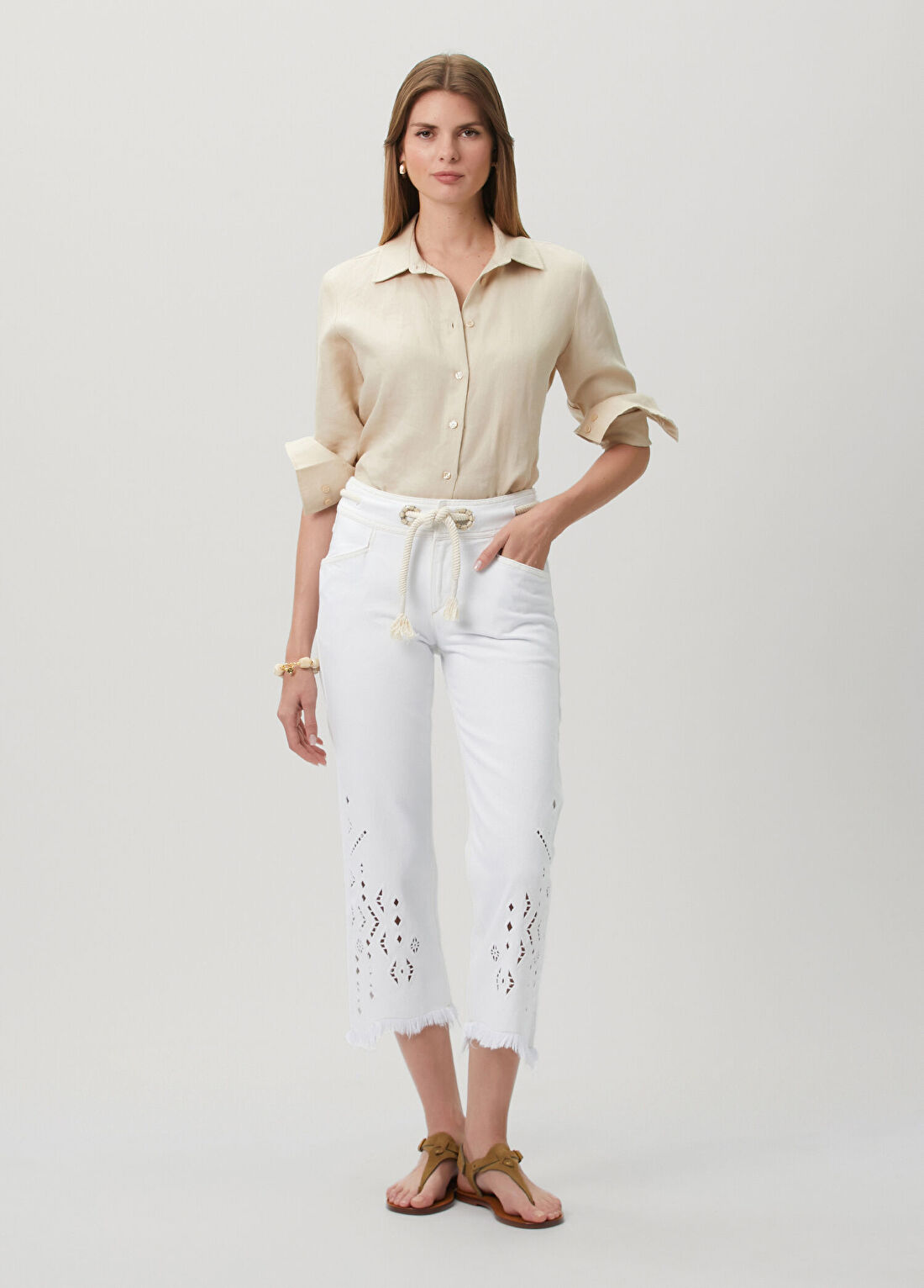 Isabel Marant Alison Kick Flare Beyaz Jean Pantolon